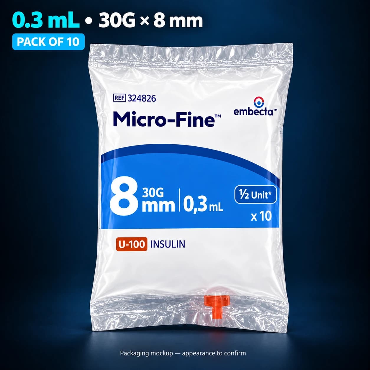 Micro-Fine 0.3 mL Syringes — 30G × 8 mm, Pack of 10