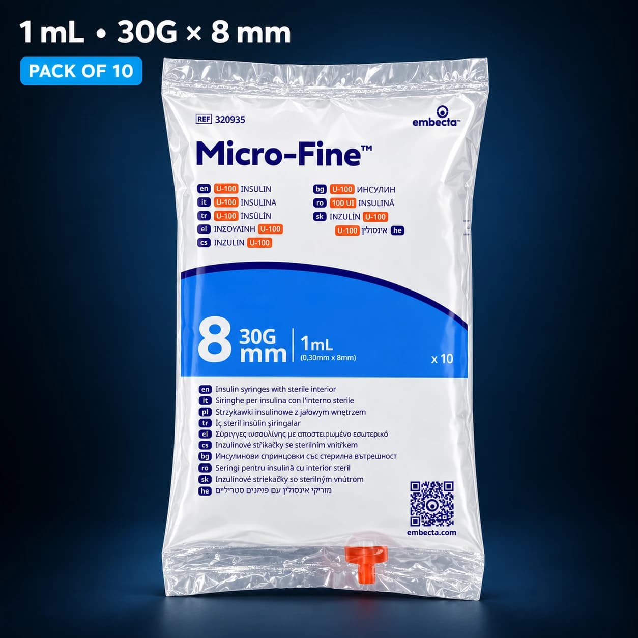 Micro-Fine 1 mL Syringes — 30G × 8 mm, Pack of 10